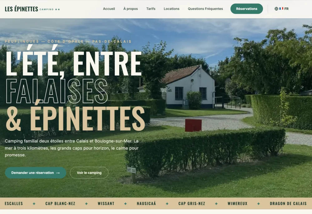 Page d'accueil du site du camping Les Épinettes